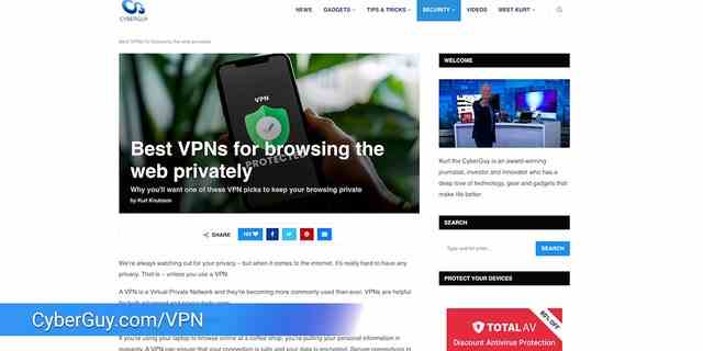 Die beste VPN-Software finden Sie in meiner Expertenbewertung der besten VPNs für das private Surfen im Internet auf Ihrem Windows-, Mac-, Android- &  iOS-Geräten, indem Sie auf CyberGuy.com nach „Bestes VPN“ suchen, indem Sie oben auf meiner Website auf das Lupensymbol klicken.  