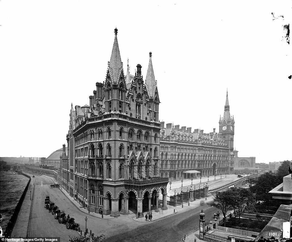 St Pancras station in central London is now regarded as a masterpiece of 19th century architecture. The red brick structure was originally built in the 1860s to connect London to the Midlands. Above: The Midland Hotel and the station are seen in the late 19th Century