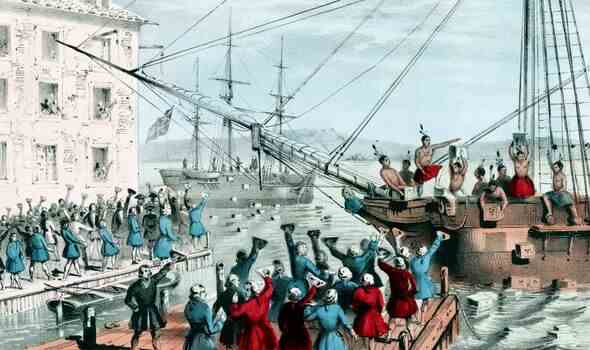 Boston Tea Party im Jahr 1773