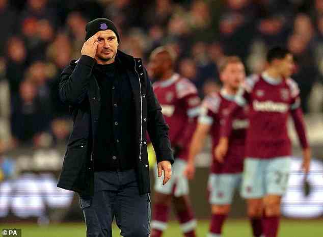 Lampard wurde nach der 0:2-Niederlage von Everton gegen West Ham als Toffees-Trainer entlassen