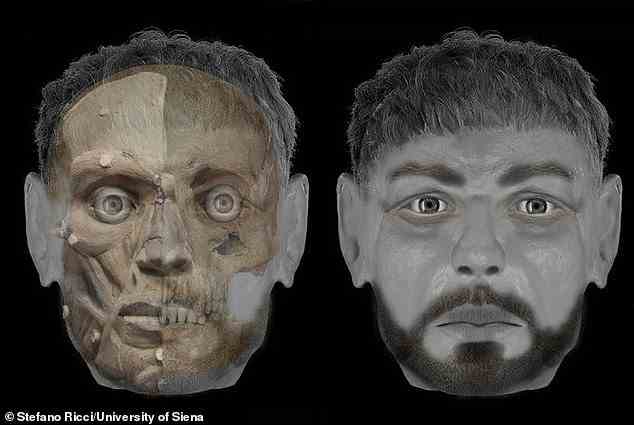 Die Forscher erstellten mit einem dreidimensionalen Digitalmikroskop eine Rekonstruktion des Kopfes des jungen Mannes, bevor sie eine Klinge anwendeten, um vier Schläge zu replizieren