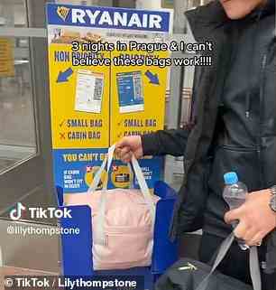 Die TikTok-Nutzerin Lily Thompstone hat ein Video einer 9,99-Pfund-Reisetasche geteilt, die perfekt in den Ryanair-Gepäckgrößenmesser passt – und es wurde viral