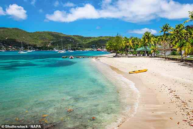 Lebhaft: Nick Redman erkundet die Insel Bequia, einen wertvollen Punkt im Archipelstaat St. Vincent und die Grenadinen.  Oben ist ein Strand in der Nähe der Hauptstadt Port Elizabeth