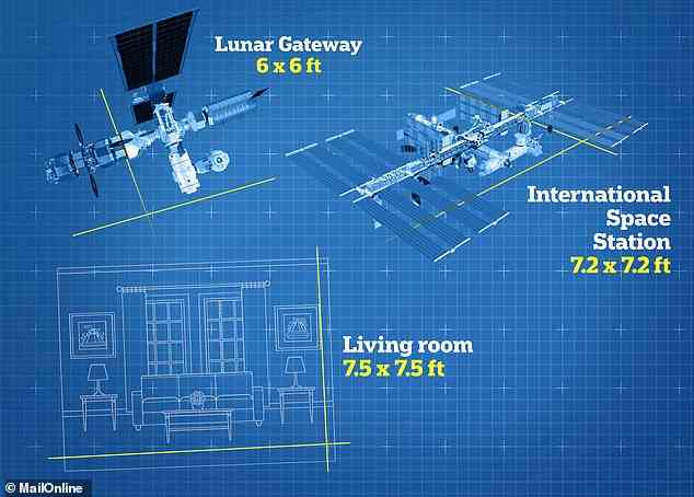 Cramped: One of the architects behind the design of the new Lunar Gateway space station says the living quarters will be so small that astronauts won't be able to stand upright inside them. René Waclavicek said they would total about 280 cubic feet (8 cubic metres), making it smaller than not only the International Space Station but even the average UK living room