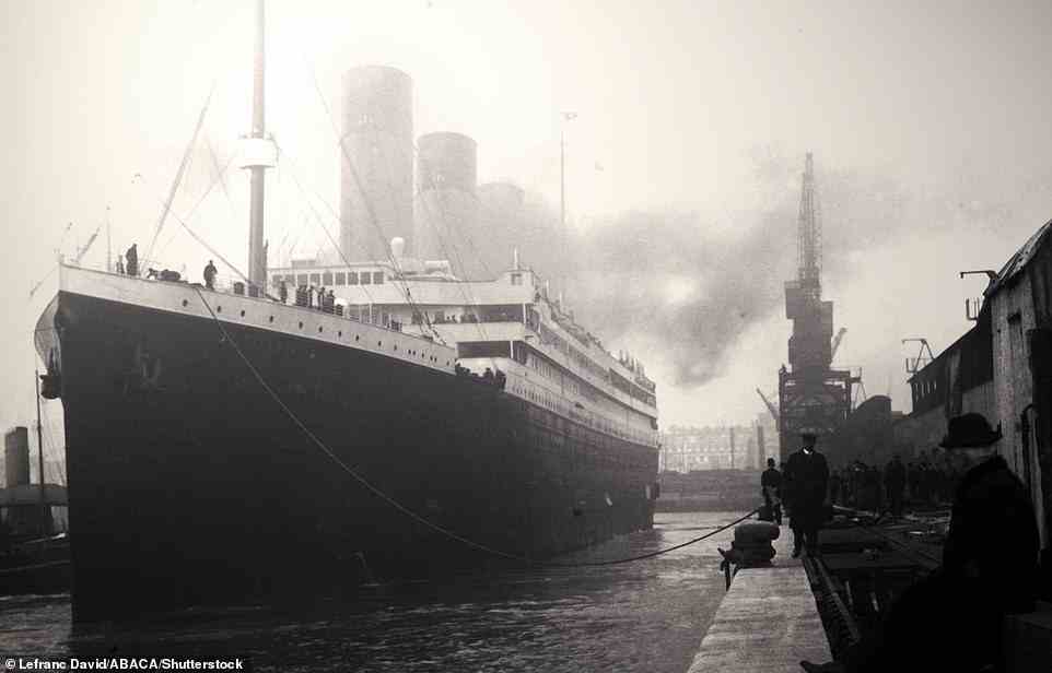 Photograph of RSM Titanic leaving Southampton at the start of her maiden voyage on April 10, 1912. Five days after this photo was taken the ship was on the bottom of the Atlantic Ocean