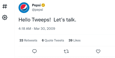 Pepsis erster Tweet