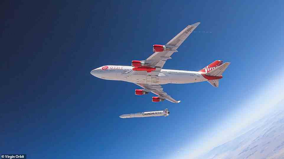 History is minutes away from been made tonight as Britain enters the dawn of a new era in space with the first ever orbital launch on UK soil. Virgin Orbit's specially-adapted 747 jumbo jet (pictured) with a rocket attached to its belly is about to take off from Cornwall Spaceport