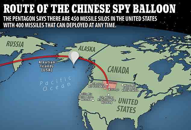 Der Ballon flog über die Aleuten im nördlichen Pazifik und überquerte dann den kanadischen Luftraum in die Vereinigten Staaten