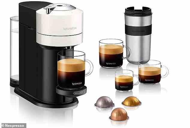 Die Nespresso Vertuo Next Maschine brüht automatisch drei verschiedene Kaffeegrößen von Espresso bis Lungo