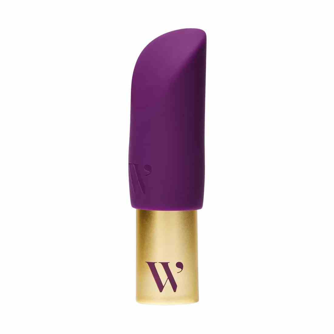 Womaness Gold Vibes stimulierender Silikon-Kugel-Vibrator lila und goldener Vibrator auf weißem Hintergrund