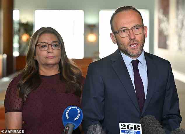 Greens leader Adam Bandt and senator Mehreen Faruqi (pictured) said they regretted senator Thorpe's decision to quit and revealed Mr Bandt had tried to persuade her to stay