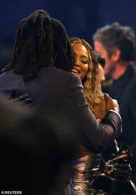 Sweet: Bey's husband Jay-Z was the first to congratulate the A-lister after her milestone moment