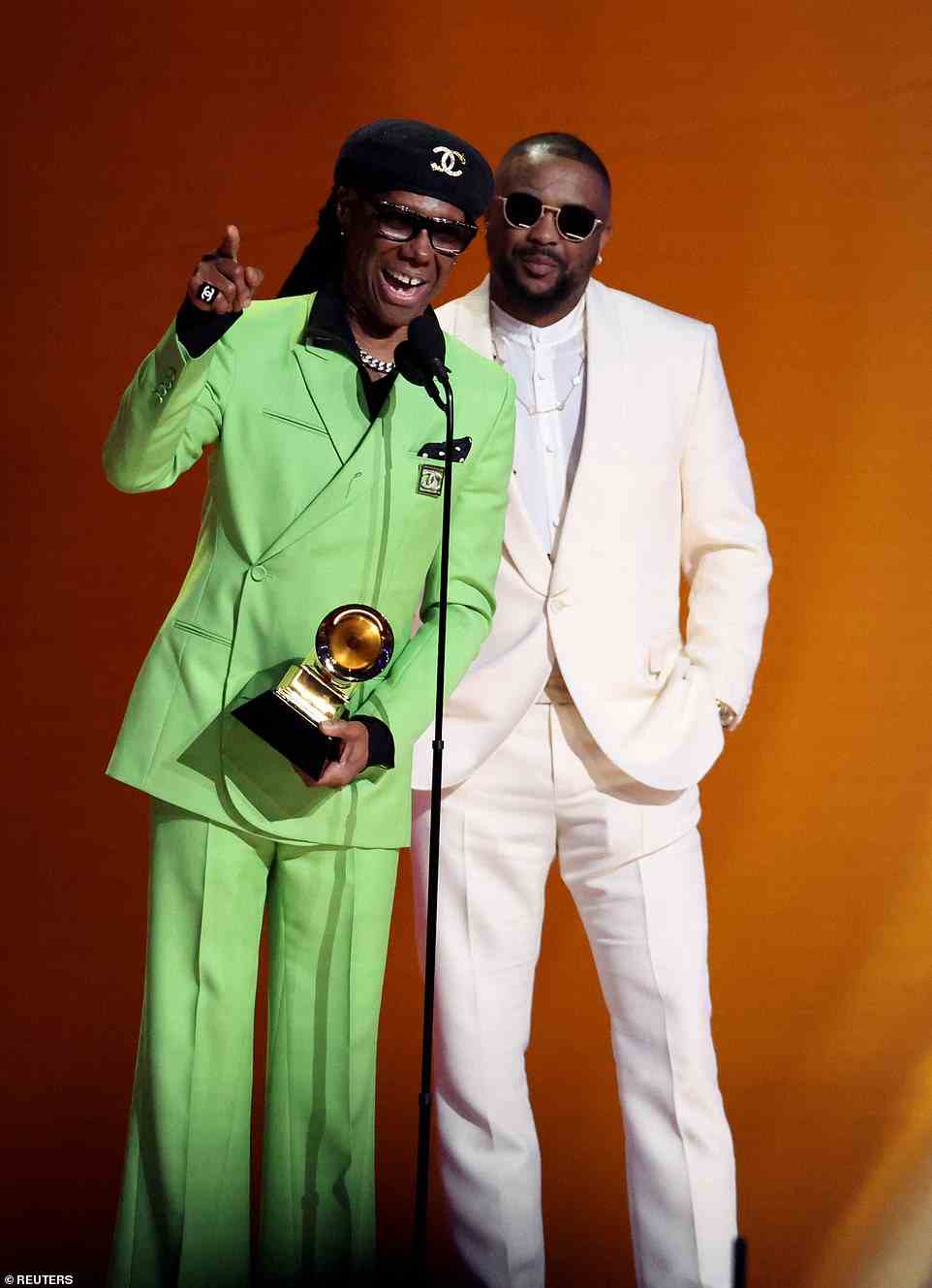 Icon: Music legend Nile Rodgers ended up accepting the honor on Beyonce's behalf as he was one of the writers on the hit track alongside Nova Wav, Morten Ristorp, Raphael Saadiq and The-Dream