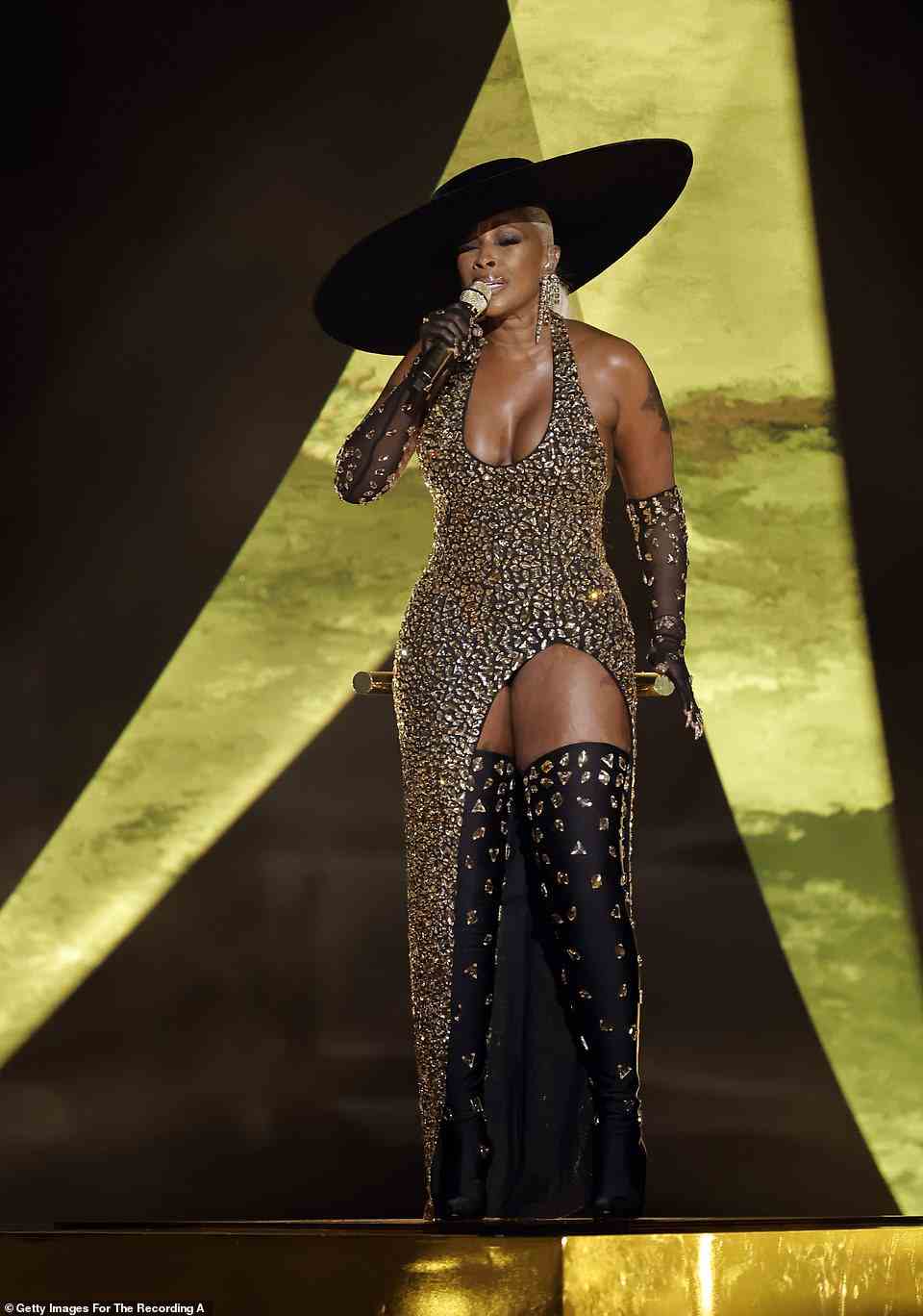 Flawless: Mary J. Blige looked flawless as she took the stage to perform her self-affirmation hit 'Good Morning Gorgeous'