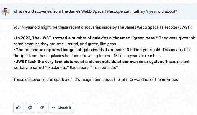 In der KI sind Halluzinationen, wenn die Technologie selbstbewusst auf eine Frage mit falschen Informationen antwortet, die sie anscheinend erfunden hat.  Zum Beispiel hat Googles rivalisierender Chatbot Bard eine Frage zum James Webb Space Telescope (im Bild) falsch beantwortet.