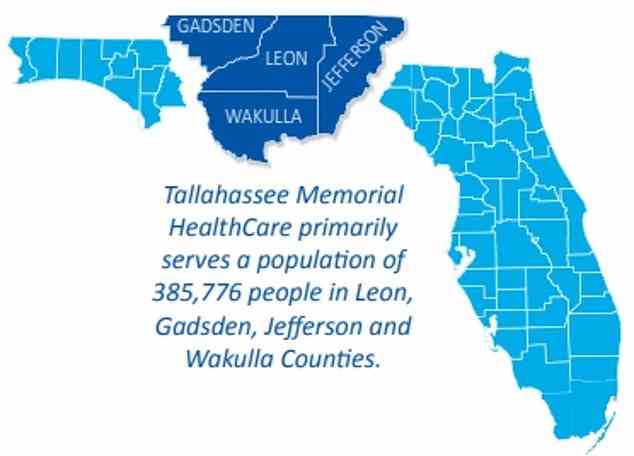 Oben abgebildet sind die Grafschaften von Florida, die von Tallahassee bedient werden (dunkelblau).