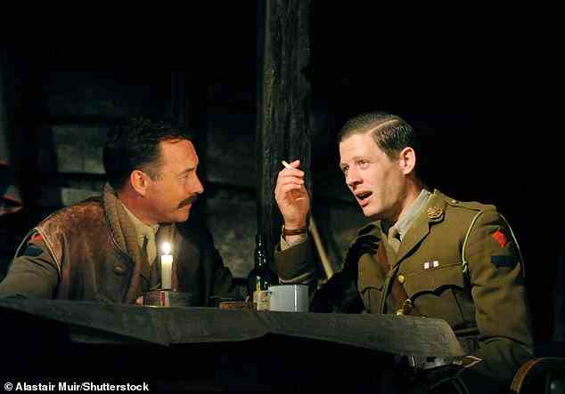 Destined to act: The actor studied Theology at Fitzwilliam College from 2004-2007 and applied to RADA while he was still there (pictured with Dominic Mafham in Journey's End at The Duke of York's Theatre in 2011)