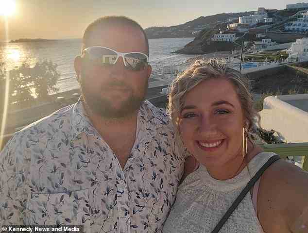 Jessica and Adam (pictured) had saved for their dream trip around Greece for two years