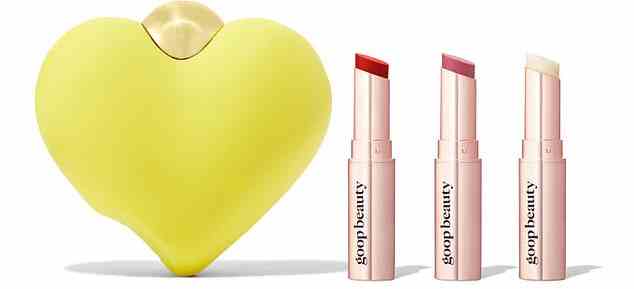 Entspannt: Um den Staying In-Look zu vervollständigen, können Gwyneths Fans einen der Goop Beauty-Lippenstifte ausprobieren, wobei ein Trio 102 US-Dollar (83 £) kostet.
