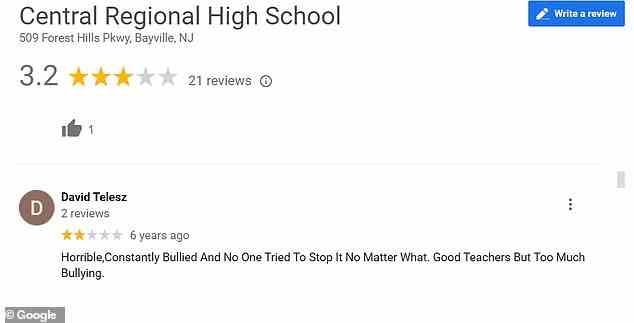 In reviews posted online from six years ago, students shared how they were 'constantly bullied, and no one tried to stop it no matter what'