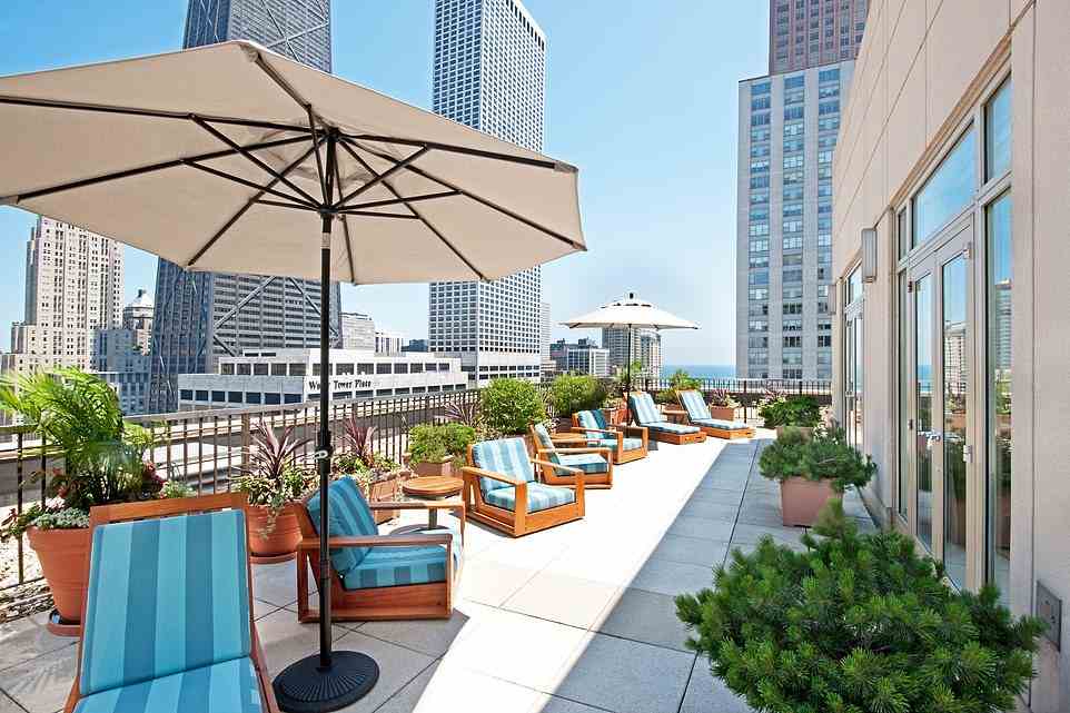Come the summer months, one of the most attractive features of the suite is a 2,000-square-foot wrap-around terrace overlooking Lake Michigan