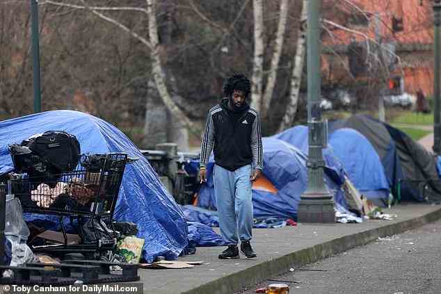PORTLAND: Tent cities have popped up on the sidewalks in the city, where addicts often sit to take a hit and 'zombie' out in full view of families and children passing by