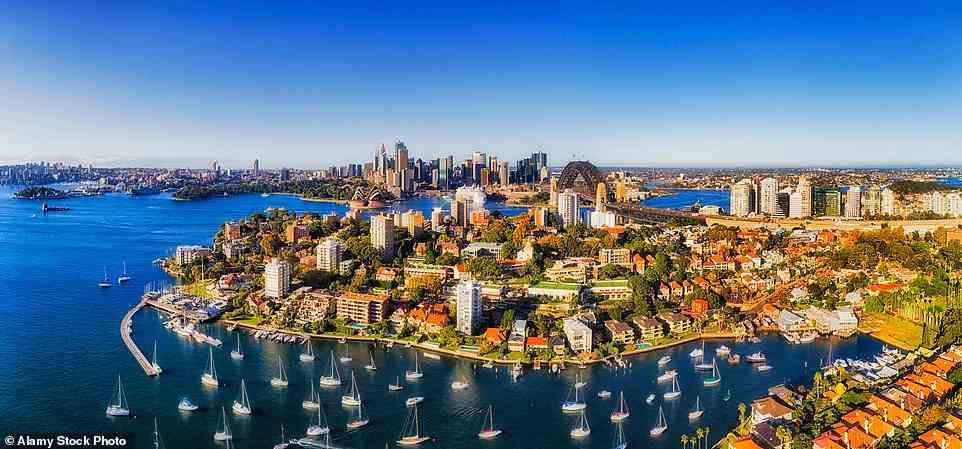 Bustling: After sailing around the islands, Harriet heads to Sydney, where she checks into The Langham hotel in the city's Central Business District (above)