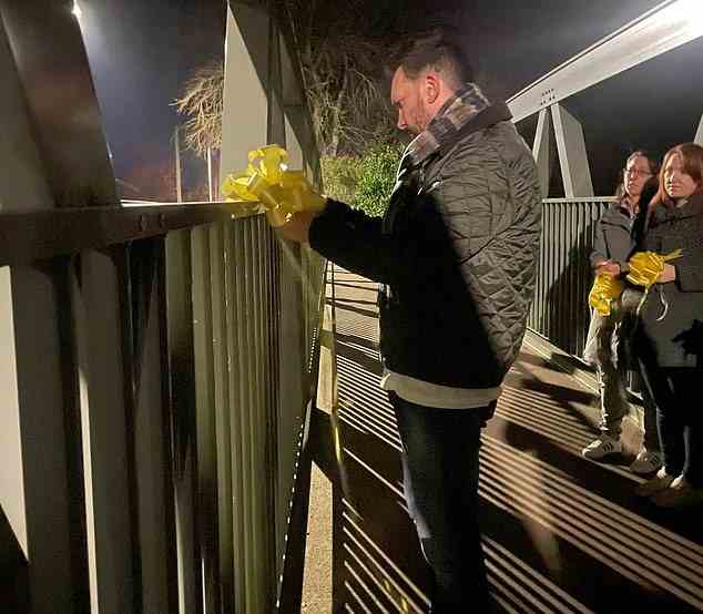 Friends and family tied ribbons to a footbridge over the River Wyre on Sunday, including one from partner Paul Ansell following Nicola Bulley's disappearance