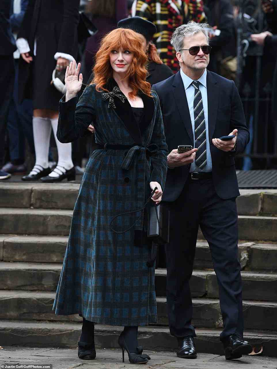 Christina Hendricks arriving to the private memorial for Vivienne Westwood today