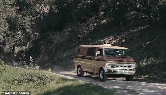 Homage: A 1970s-era van also appears with a film crew inside