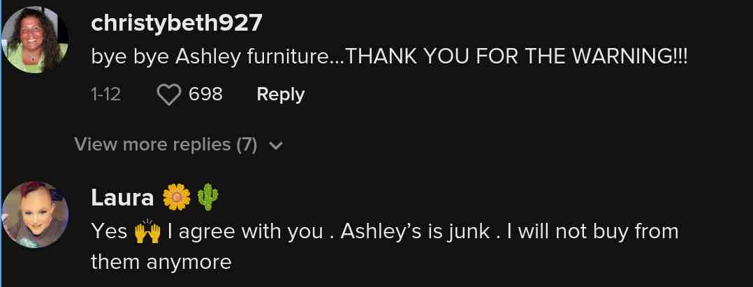 Ashleys Möbel sind Müll