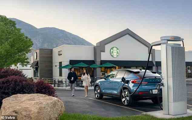 Starbucks bietet auch Ladestationen für Elektrofahrzeuge der Marke Volvo in Washington und Oregon an