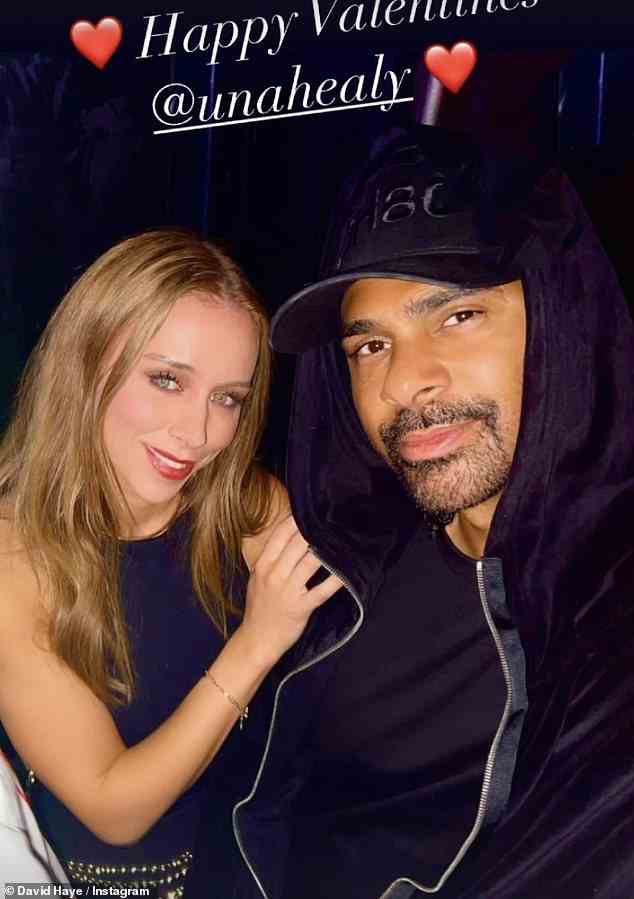Star power: After the former boxer shared a snap of his 'girlfriends' in their bikinis, he sent them individual Valentine's messages on Instagram (David pictured with Una)
