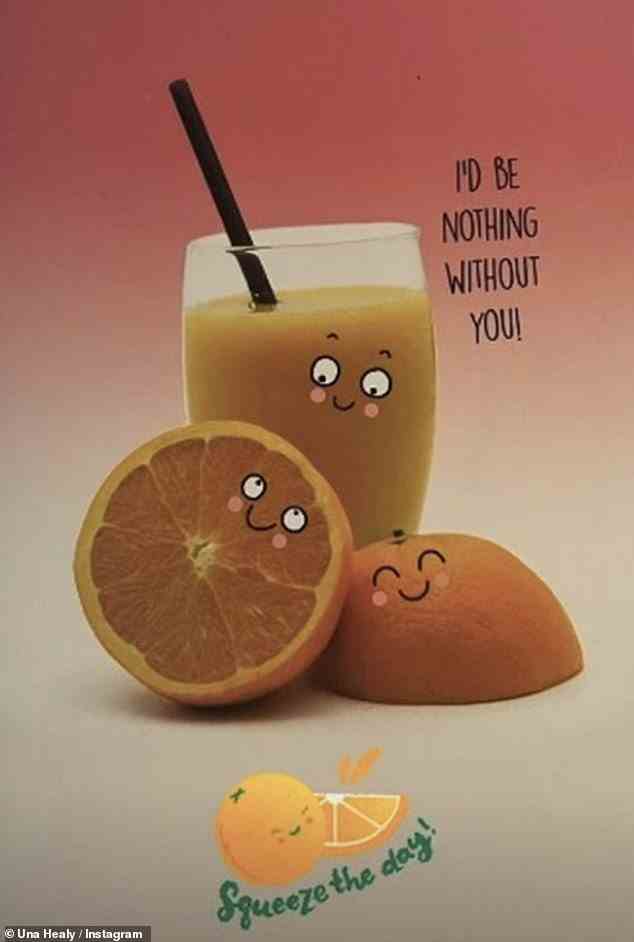 „Ich wäre nichts ohne dich“: Una deutete die Dreierbeziehung auf ihrer Instagram-Seite an und teilte einen Cartoon mit einem Glas Orange neben zwei Orangenscheiben