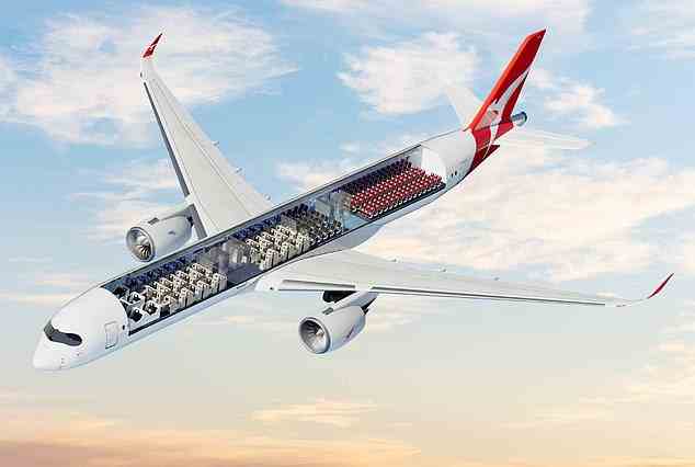 Ein Ausschnitt des A350-1000, der rund 20 Stunden nonstop zwischen Sydney, New York und London fliegen wird