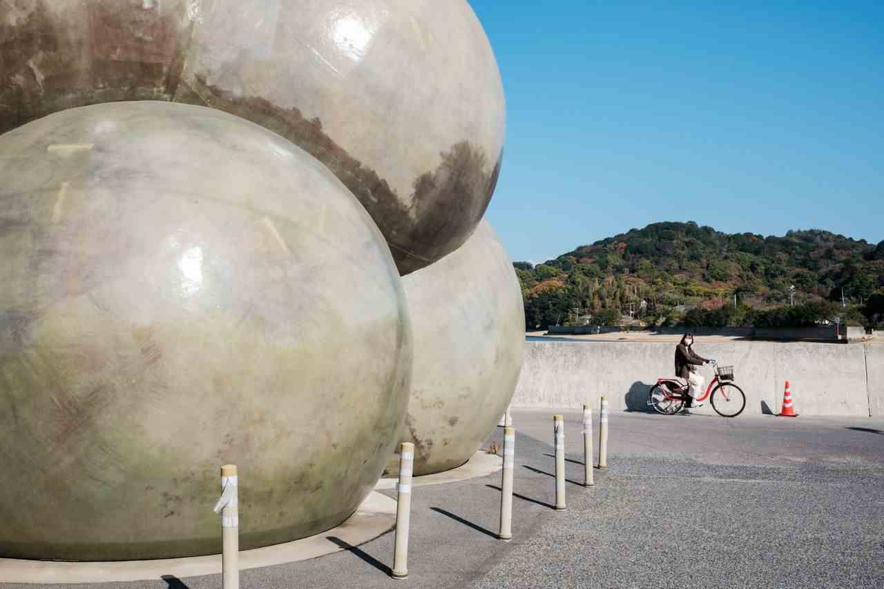 This bicycle shelter art installation was created by SANAA, the Pritzker Prize-winning duo of architects Kazuyo Sejima and Ryue Nishizawa in Naoshima.