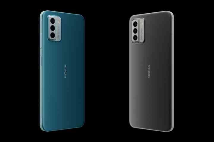 Das Nokia G22 in seinen zwei verfügbaren Farben Grau und Blau.