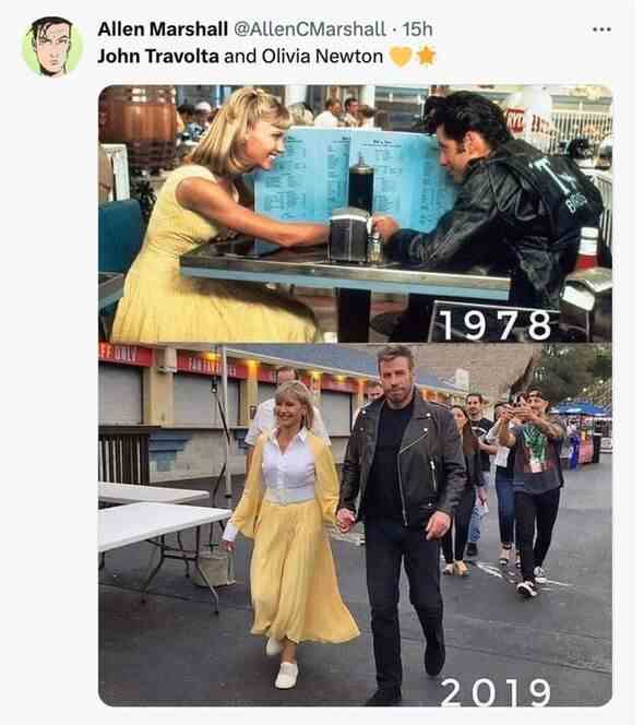 Wiedersehen zwischen John Travolta und Olivia Newton-John Grease