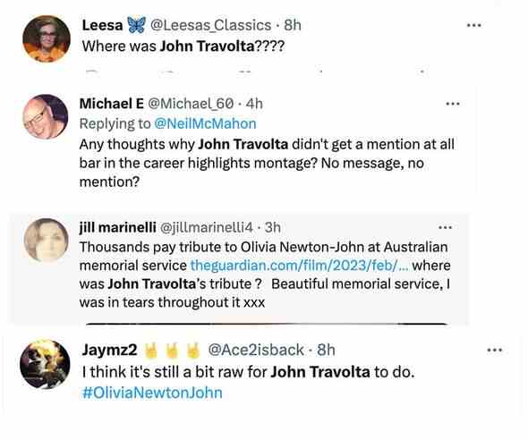 John Travolta Olivia Newton-John Gedenk-Tweets
