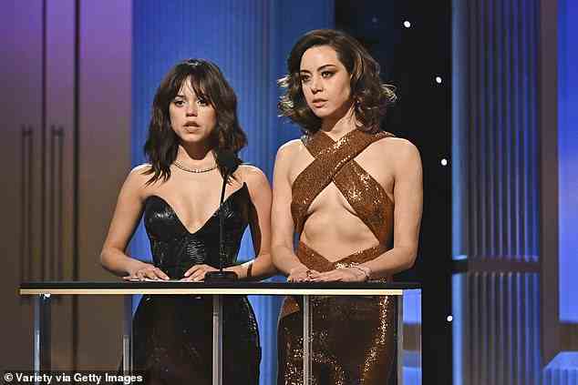 Icons: Both actresses were presenters on the evening, with Aubrey taking to the stage with Wednesday star Jenna Ortega