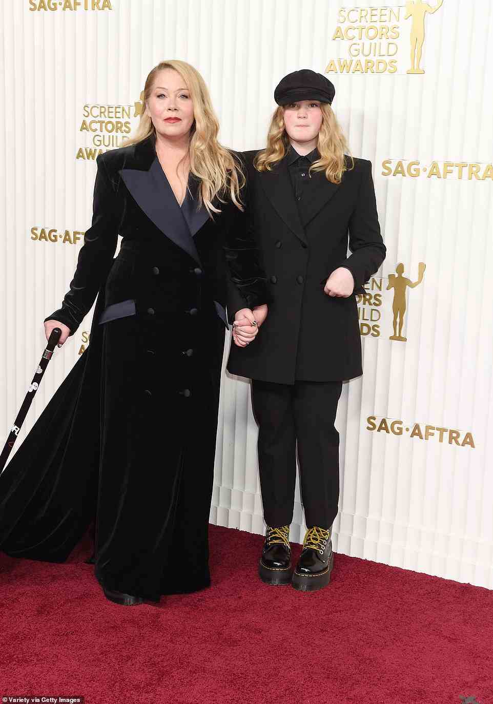 Courage: Christina Applegate arrived with her daughter Sadie, 12