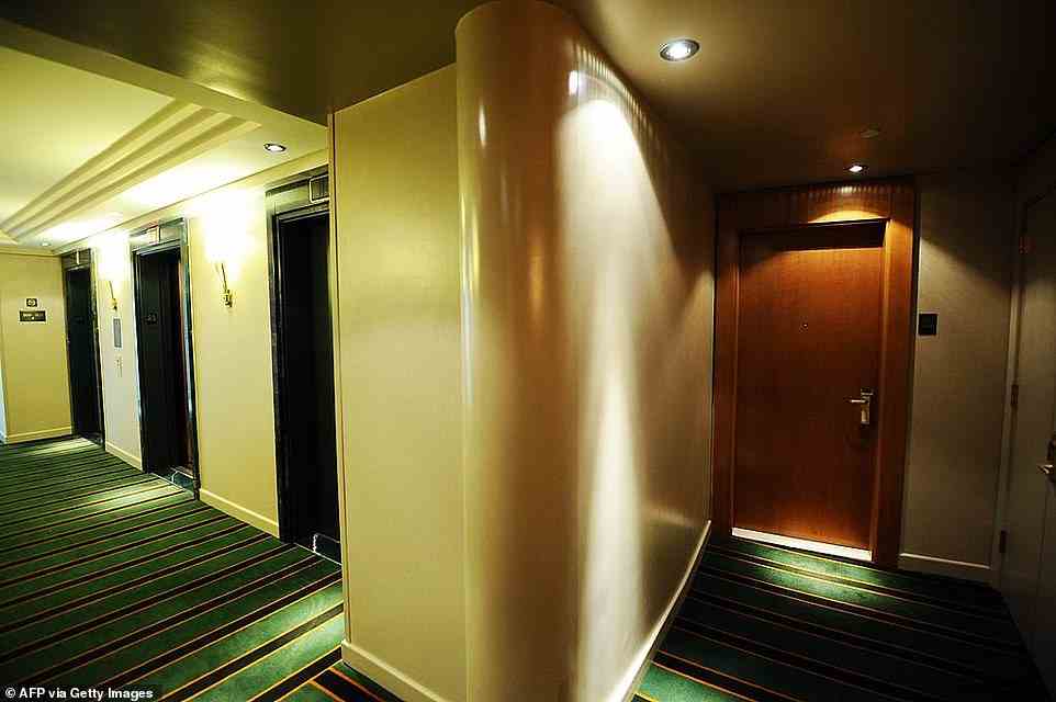 A photo showing the door to the presidential suite at the luxury high-rise hotel