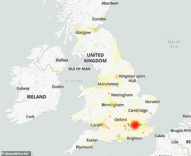 Benutzer in ganz Großbritannien und dem Rest der Welt berichteten laut Down Detector von Problemen mit Gmail, wobei die meisten aus London kamen