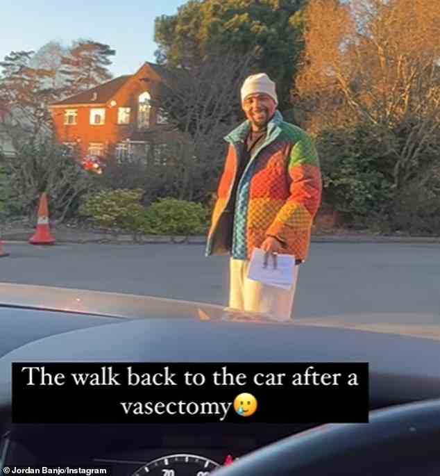 Ouch: He took to Instagram to share that he had undergone a vasectomy - a reversible procedure to cut the tubes that carry a man's sperm to prevent pregnancy