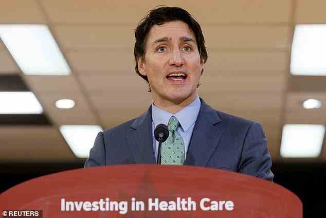 Justin Trudeau, Kanadas Premierminister, wird am Dienstag gesehen.  Am Samstag gab er bekannt, dass ein „nicht identifiziertes Objekt“ über dem Yukon abgeschossen worden sei