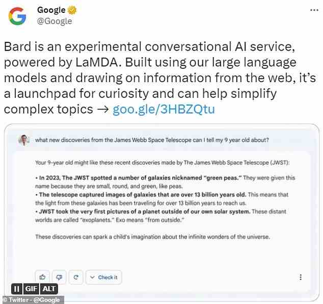 Gaffe: Googles Antwort auf ChatGPT wurde kritisiert, nachdem es in einem auf Twitter geteilten Werbevideo eine Frage nicht richtig beantwortet hatte – was sofort 100 Milliarden Pfund von seinem Wert löschte