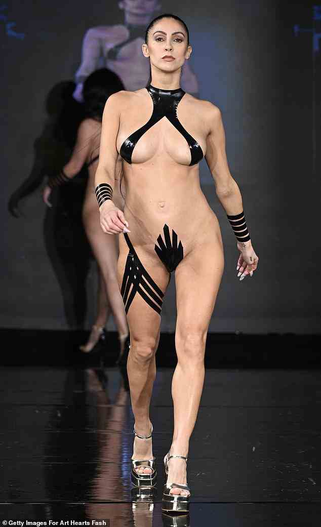 The Black Tape Project held its New York Fashion Week runway show on Sunday, when a group of models strutted their stuff in very risque tape outfits