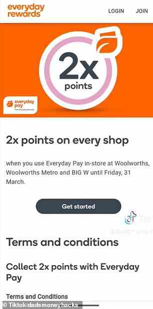 Woolworths-Käufer können die zusätzlichen Bonuspunkte erhalten, indem sie bis zum 31. März eine Funktion in der kostenlosen Everyday Rewards-App nutzen