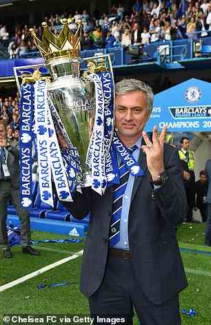 Während seiner ersten Zeit bei Chelsea gewann Mourinho zweimal den League Cup, zweimal die Premier League, einmal den FA Cup und einmal den Community Shield