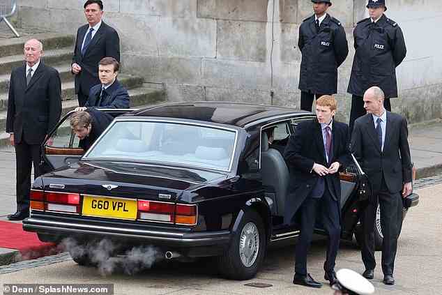 The actors portraying Princes William and Harry are seen leaving a car while filming recently